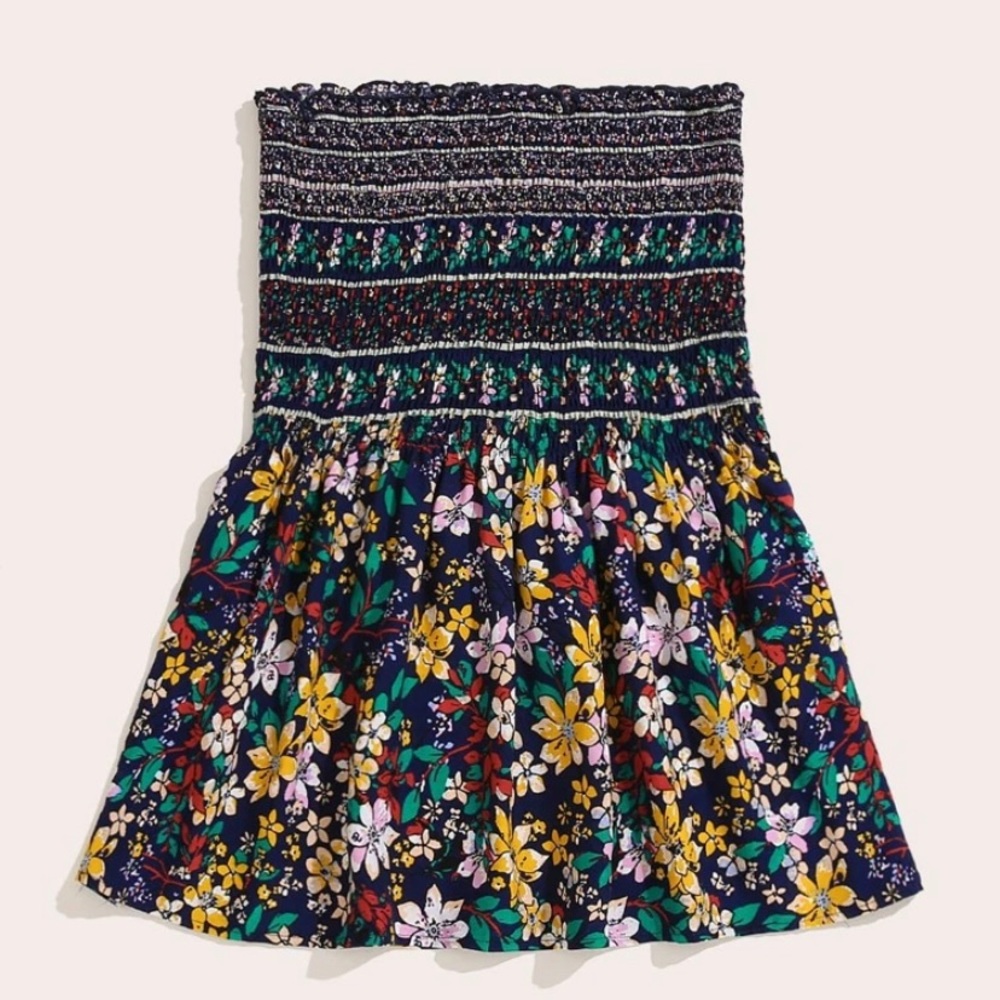 Plus Allover Floral Print Shirred Tube Top size 0XL
